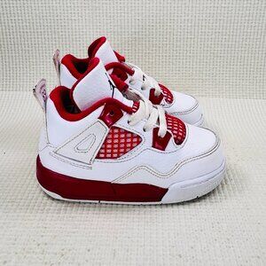 Nike Air Jordan Retro 4 PS Alternate 89 White Red Sneakers 308499-106 Size 6C